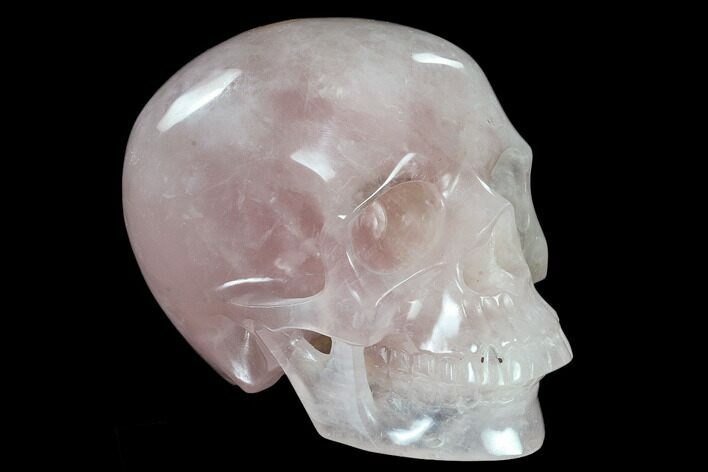 Realistic, Polished Brazilian Rose Quartz Crystal Skull #116423